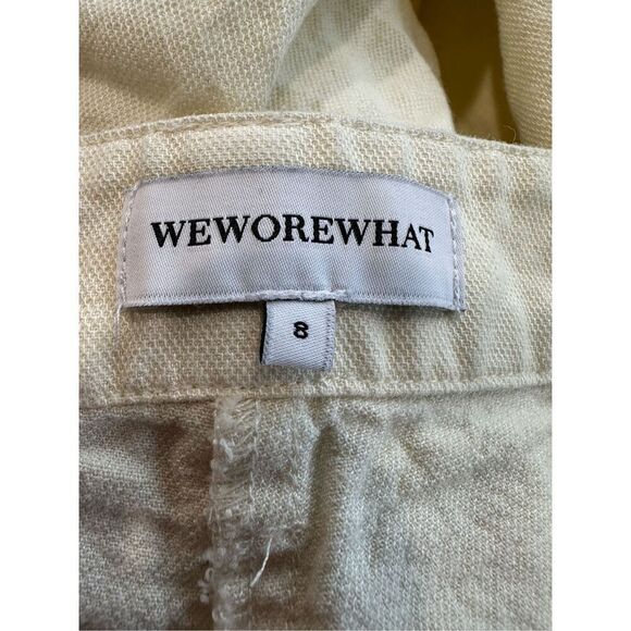 WeWoreWhat Wide Leg Linen Blend Yellow Pants Size 8 - Picture 5 of 6